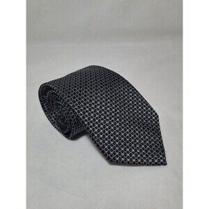 Donald Trump Signature Collection Gold Bar Black Silver Geometric Silk Neck Tie